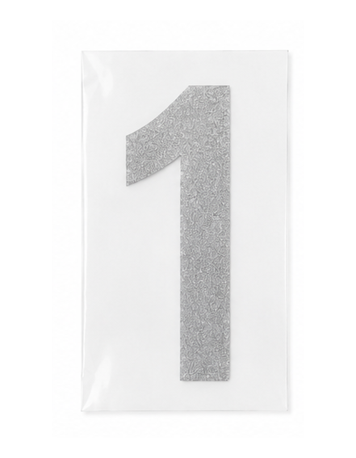 Silver Glitter 8" Iron-On Number