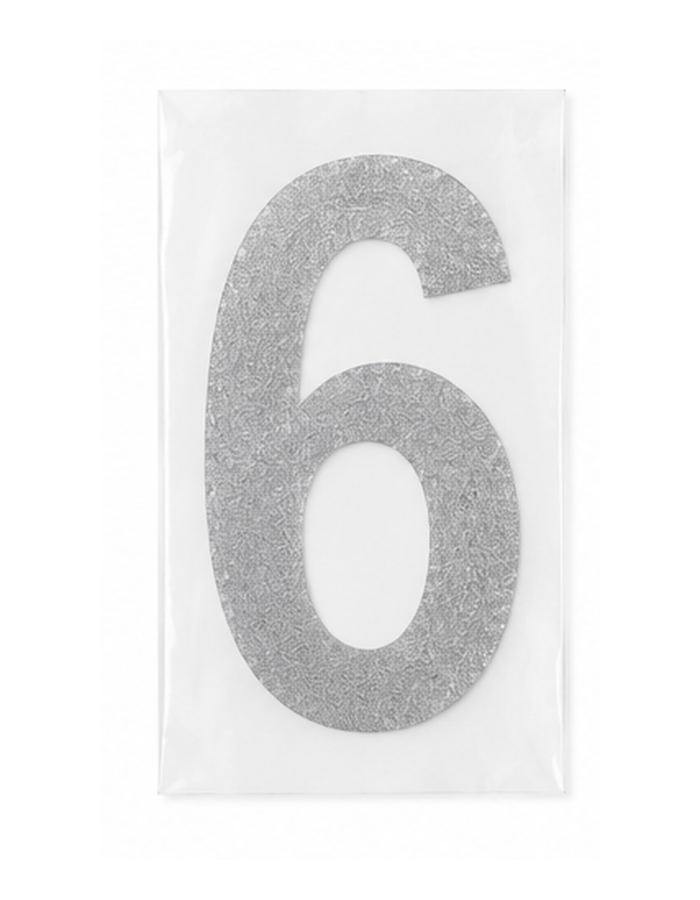 Silver Glitter 8" Iron-On Number