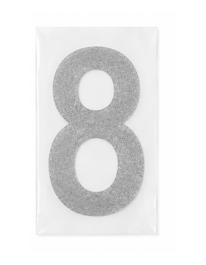 Silver Glitter 8" Iron-On Number